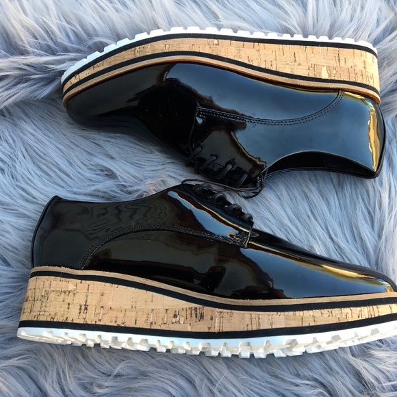 Aldo Black Shiny Platform Sneakers - Picture 3 of 5